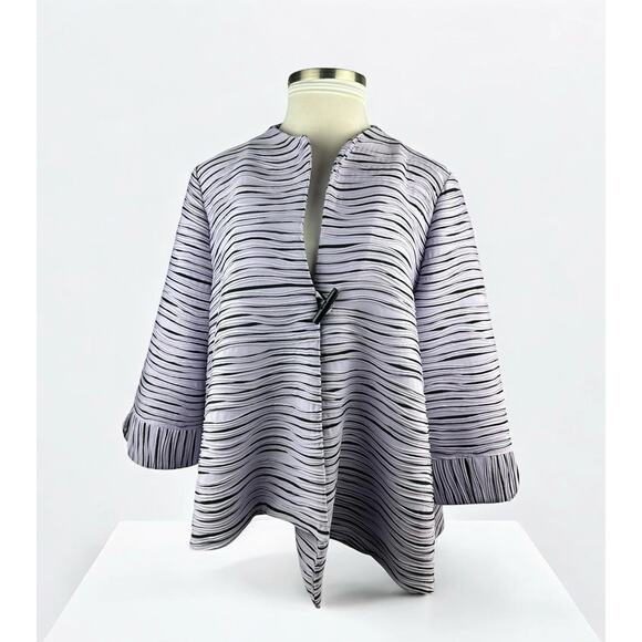 Black Jackets & Blazers - IC by Connie K Toggle Button Artsy Asymmetrical Textured Jacket Plus Size 3X